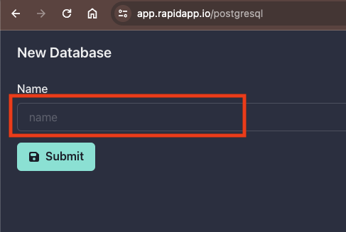 Create Database Form
